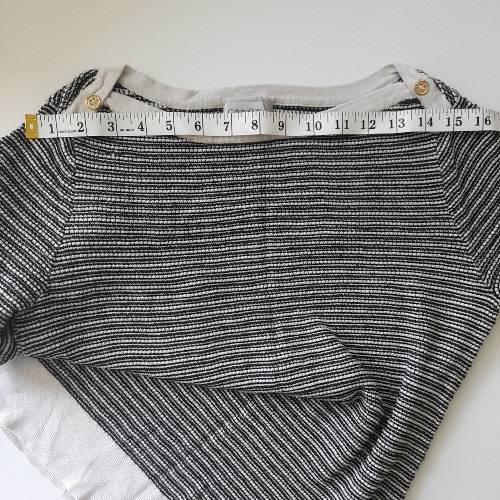 ● Calvin Klein | Women Boat neck stripped sweatshirt - Picture 15 of 16
